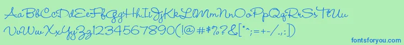 フォントWendymed – 青い文字は緑の背景です。