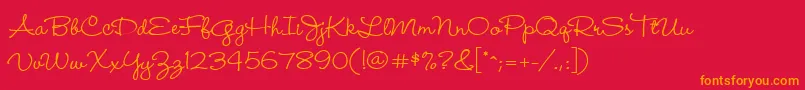 Wendymed-Schriftart – Orangefarbene Schriften auf rotem Hintergrund