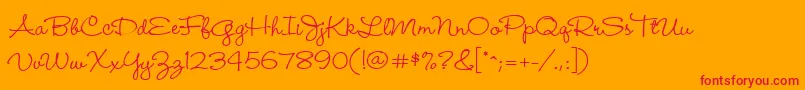 フォントWendymed – オレンジの背景に赤い文字