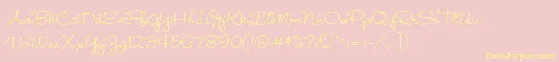 Wendymed-Schriftart – Gelbe Schriften auf rosa Hintergrund