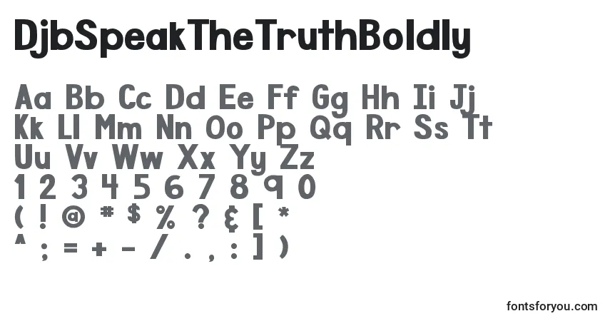 DjbSpeakTheTruthBoldly Font – alphabet, numbers, special characters