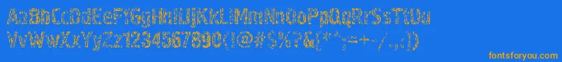 Pollock4c-Schriftart – Orangefarbene Schriften auf blauem Hintergrund