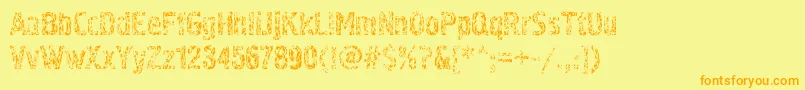 フォントPollock4c – オレンジの文字が黄色の背景にあります。