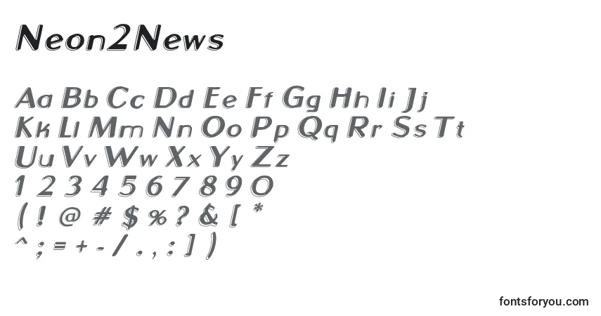Czcionka Neon2News – alfabet, cyfry, specjalne znaki