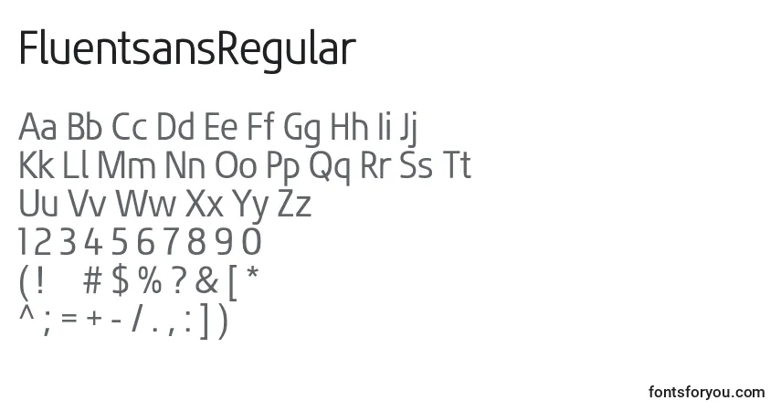 Fuente FluentsansRegular - alfabeto, números, caracteres especiales