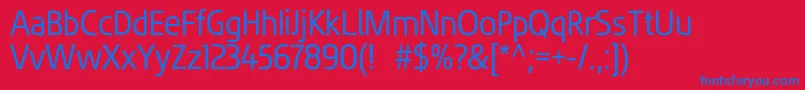 FluentsansRegular-Schriftart – Blaue Schriften auf rotem Hintergrund