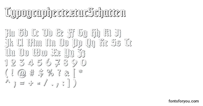A fonte TypographertexturSchatten – alfabeto, números, caracteres especiais