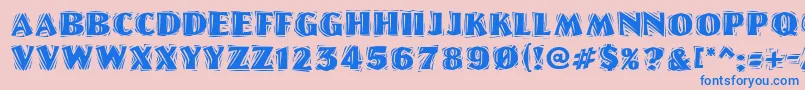 LinolschriftHeavy-Schriftart – Blaue Schriften auf rosa Hintergrund