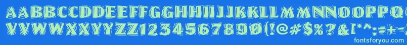 LinolschriftHeavy Font – Green Fonts on Blue Background