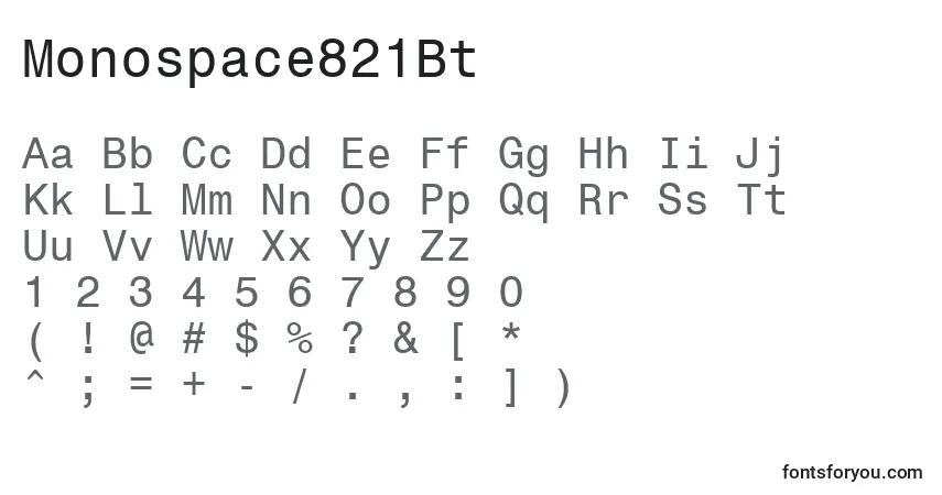 A fonte Monospace821Bt – alfabeto, números, caracteres especiais