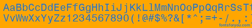 Czcionka Monospace821Bt – niebieskie czcionki na pomarańczowym tle