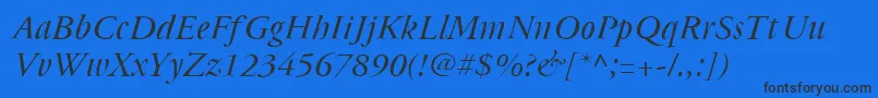 Cyrillicgaramond Italic Font – Black Fonts on Blue Background
