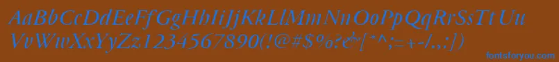 Cyrillicgaramond Italic Font – Blue Fonts on Brown Background