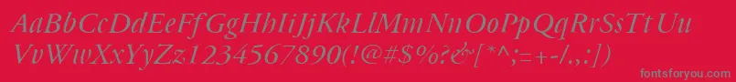 フォントCyrillicgaramond Italic – 赤い背景に灰色の文字