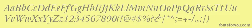 Fonte Cyrillicgaramond Italic – fontes cinzas em um fundo amarelo