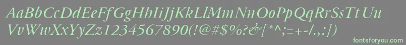 Cyrillicgaramond Italic Font – Green Fonts on Gray Background