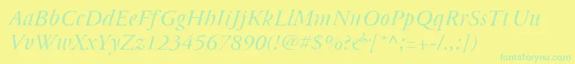 Cyrillicgaramond Italic Font – Green Fonts on Yellow Background