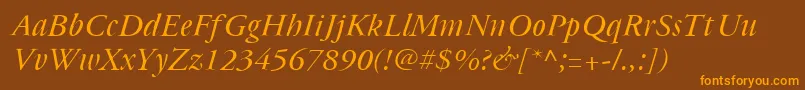 Cyrillicgaramond Italic Font – Orange Fonts on Brown Background