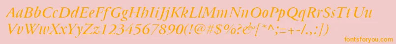Cyrillicgaramond Italic Font – Orange Fonts on Pink Background