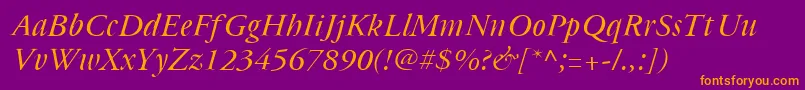 Cyrillicgaramond Italic Font – Orange Fonts on Purple Background