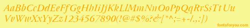 Cyrillicgaramond Italic Font – Orange Fonts on Yellow Background