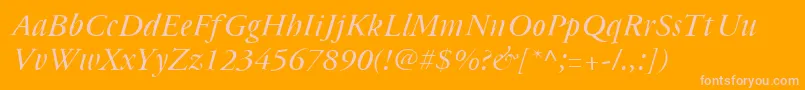Cyrillicgaramond Italic-fontti – vaaleanpunaiset fontit oranssilla taustalla