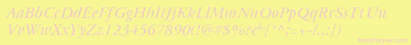 Fonte Cyrillicgaramond Italic – fontes rosa em um fundo amarelo