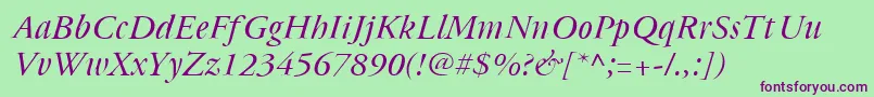Cyrillicgaramond Italic Font – Purple Fonts on Green Background