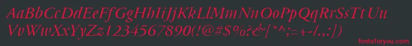 Czcionka Cyrillicgaramond Italic – czerwone czcionki na czarnym tle