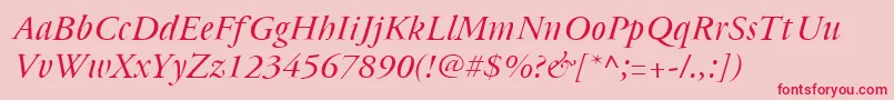 Cyrillicgaramond Italic Font – Red Fonts on Pink Background