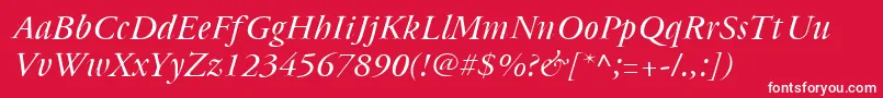 Шрифт Cyrillicgaramond Italic – белые шрифты на красном фоне