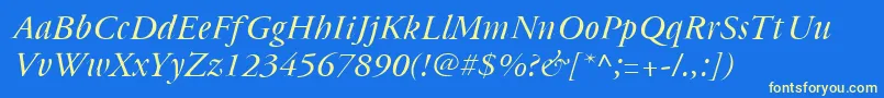 Cyrillicgaramond Italic Font – Yellow Fonts on Blue Background