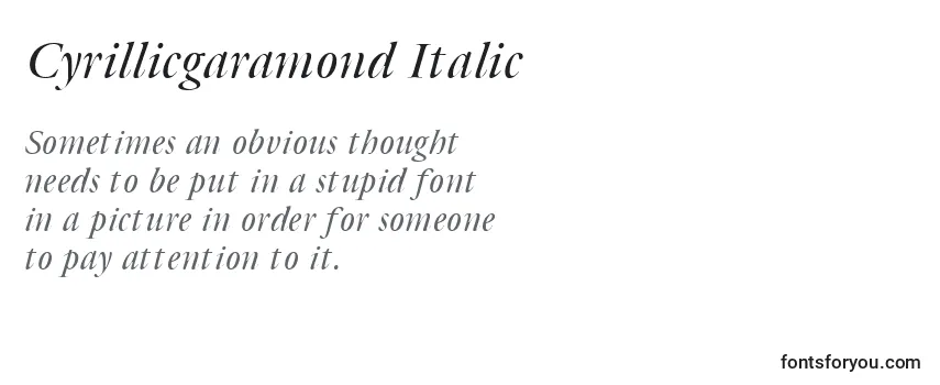 Review of the Cyrillicgaramond Italic Font