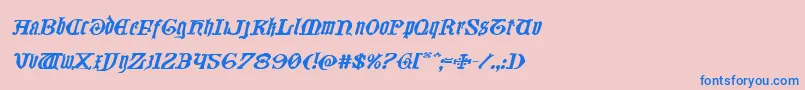 フォントWestdelphiaexpandital – ピンクの背景に青い文字