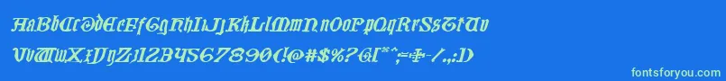 フォントWestdelphiaexpandital – 青い背景に緑のフォント