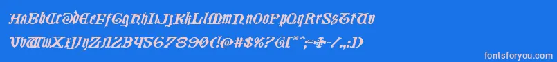 フォントWestdelphiaexpandital – ピンクの文字、青い背景