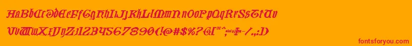 フォントWestdelphiaexpandital – オレンジの背景に赤い文字