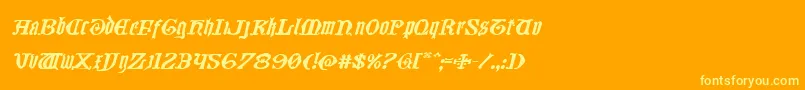 Czcionka Westdelphiaexpandital – żółte czcionki na pomarańczowym tle
