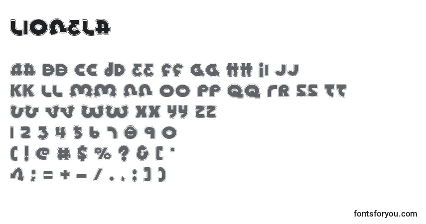 Schriftart Lionela – Alphabet, Zahlen, spezielle Symbole
