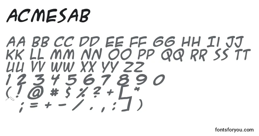 Acmesab-fontti – aakkoset, numerot, erikoismerkit