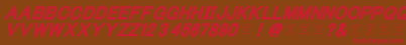 ThacoolkidzBlackitalic-fontti – punaiset fontit ruskealla taustalla