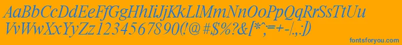 RiccioneserialXlightItalic Font – Blue Fonts on Orange Background