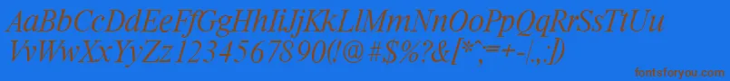 RiccioneserialXlightItalic Font – Brown Fonts on Blue Background