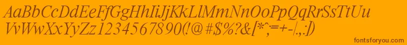 RiccioneserialXlightItalic Font – Brown Fonts on Orange Background