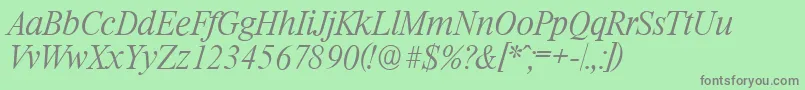 RiccioneserialXlightItalic Font – Gray Fonts on Green Background