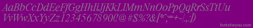 RiccioneserialXlightItalic Font – Gray Fonts on Purple Background