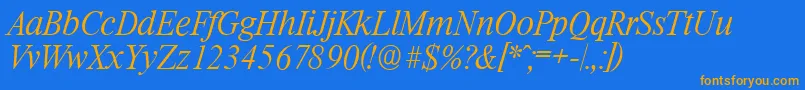 RiccioneserialXlightItalic Font – Orange Fonts on Blue Background