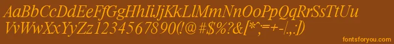 RiccioneserialXlightItalic Font – Orange Fonts on Brown Background