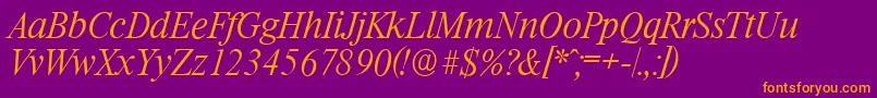 RiccioneserialXlightItalic Font – Orange Fonts on Purple Background