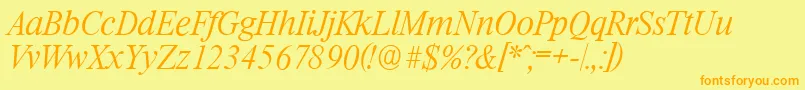 RiccioneserialXlightItalic Font – Orange Fonts on Yellow Background